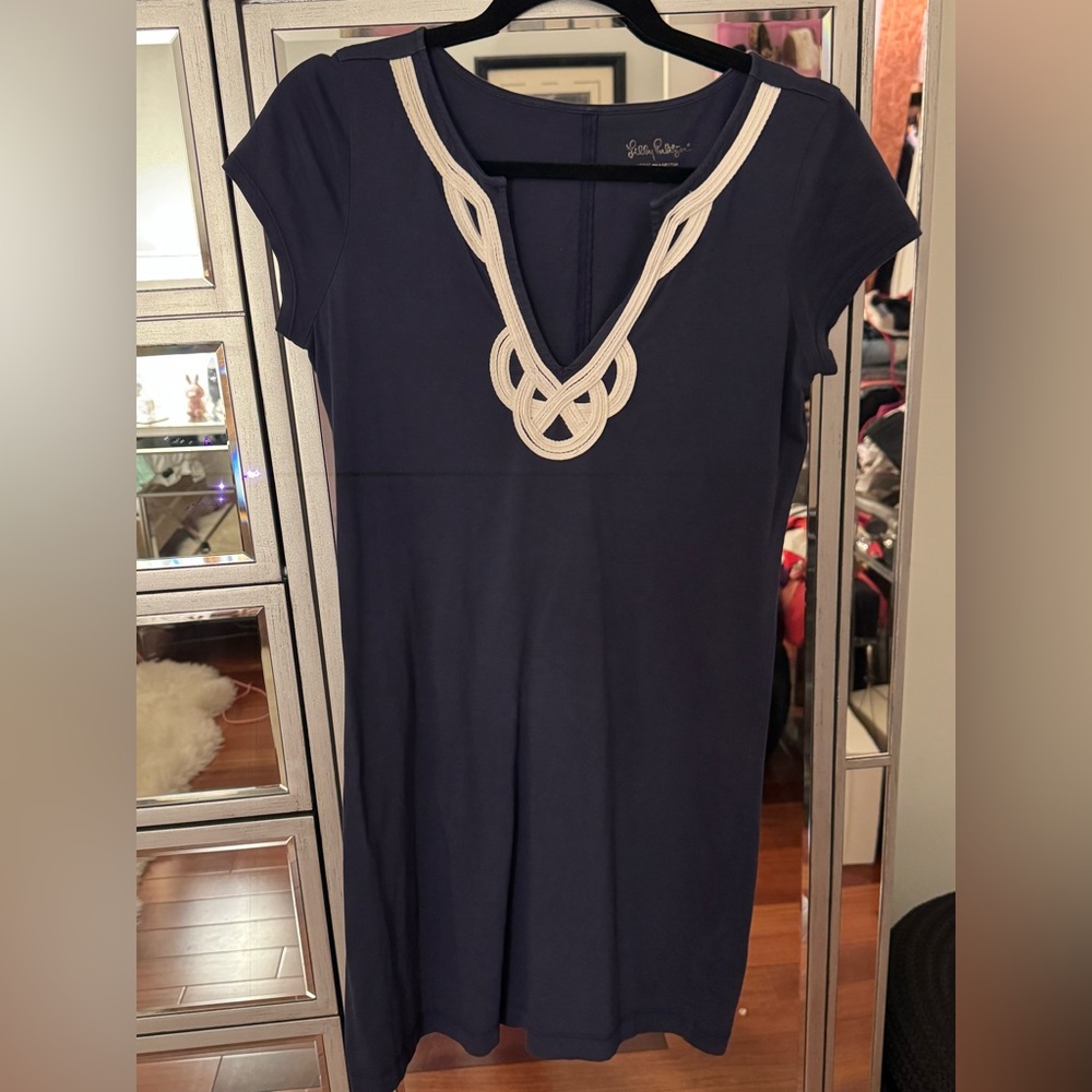 Lilly Pulitzer nautical Navy Dress with Cream Detailing